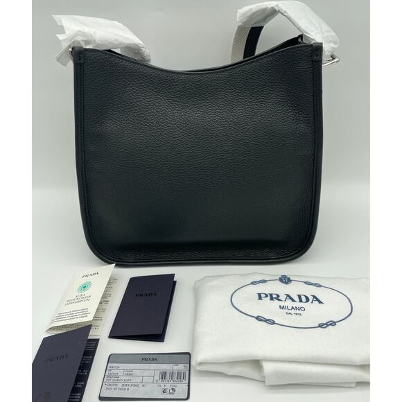 $3200 PRADA BLACK LEATHER HOBO SHOULDER BAG PURSE AUTH! Used once - Picture 6 of 16